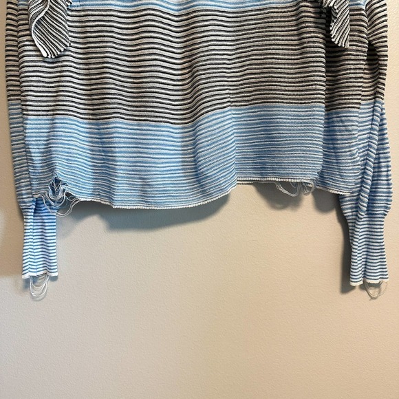 Wildfox Astor Aura Distressed Striped Ruffle Detail Sweater NWT Size S - Picture 5 of 12